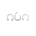 Multi-Pack Iridescent CZ Silver-Tone Titanium Septum Rings 3 Pack - 16 Gauge at Spencer's