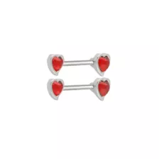 Red CZ Heart Silver-Tone Nipple Barbells - 14 Gauge at Spencer's