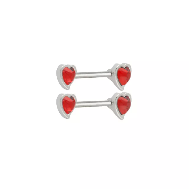 Red CZ Heart Silver-Tone Nipple Barbells - 14 Gauge at Spencer's