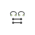 Multi-Pack Vitrail CZ Black Titanium Nipple Barbells and Horseshoe Rings 2 Pair - 14 Gauge at Spencer's