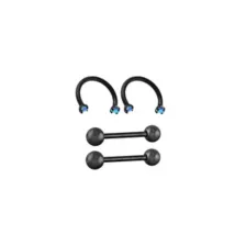 Multi-Pack Vitrail CZ Black Titanium Nipple Barbells and Horseshoe Rings 2 Pair - 14 Gauge at Spencer's