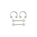 Multi-Pack Opal-Effect and Iridescent CZ Silver-Tone Titanium Nipple Barbells and Horseshoe Rings 2 Pair - 14 Gauge at Spencer's