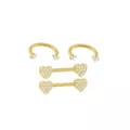 Multi-Pack CZ Gold-Tone Heart Horseshoe Rings and Nipple Barbells 2 Pair - 14 Gauge at Spencer's