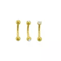 Multi-Pack Prong CZ 14K Gold-Plated Curved Barbells 3 Pack - 16 Gauge at Spencer's