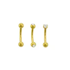 Multi-Pack Prong CZ 14K Gold-Plated Curved Barbells 3 Pack - 16 Gauge at Spencer's