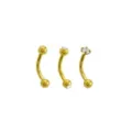 Multi-Pack Prong CZ 14K Gold-Plated Curved Barbells 3 Pack - 16 Gauge at Spencer's