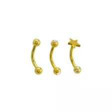 Multi-Pack 14K Gold-Plated CZ Star Curved Barbells 3 Pack - 16 Gauge at Spencer's