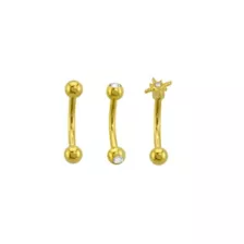 Multi-Pack CZ Star 14K Gold-Plated Curved Barbells 3 Pack - 16 Gauge at Spencer's