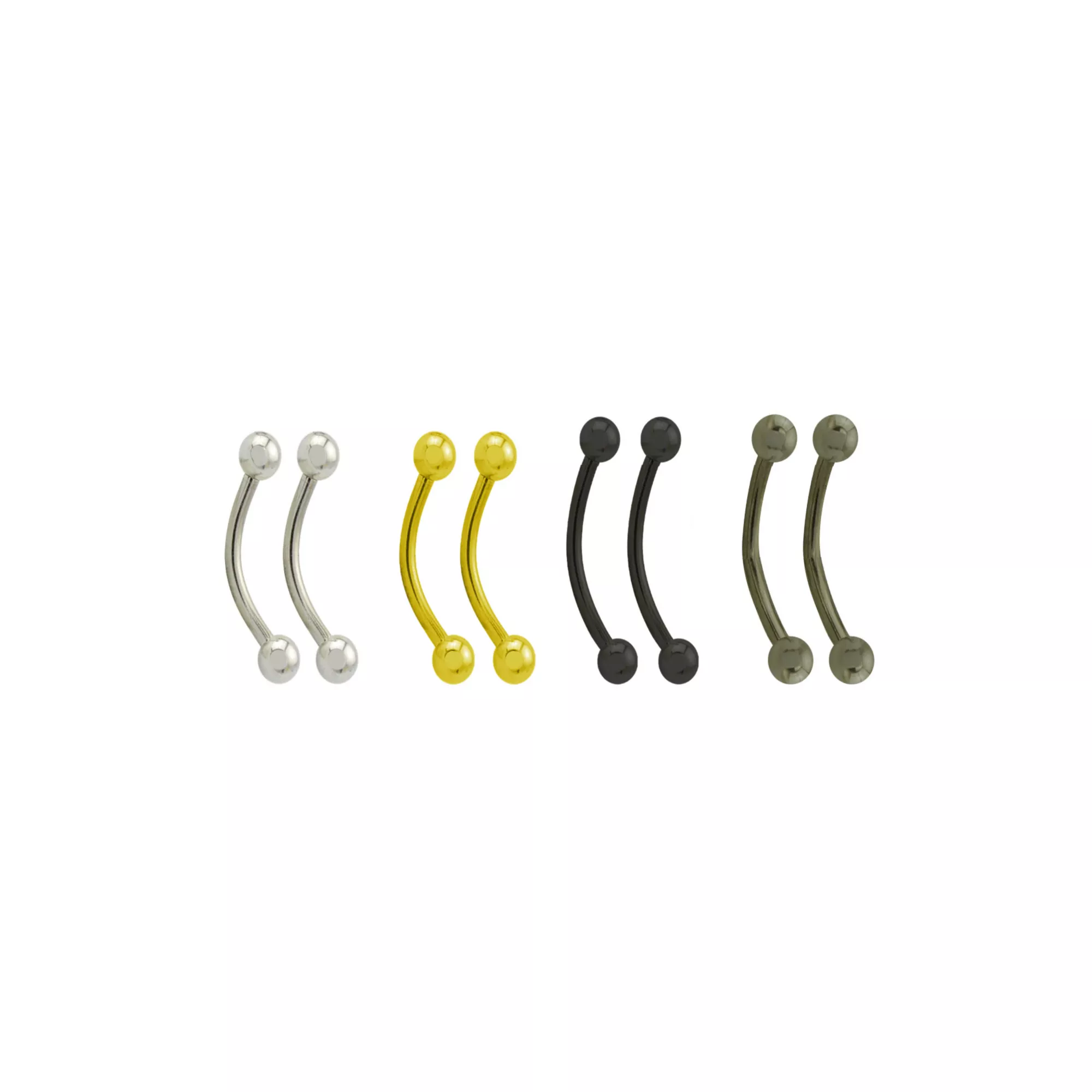 Multi-Pack Multi-Color Titanium Curved Barbells 8 Pack - 16 Gauge at Spencer's