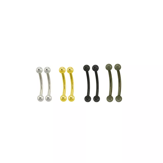 Multi-Pack Multi-Color Titanium Curved Barbells 8 Pack - 16 Gauge at Spencer's
