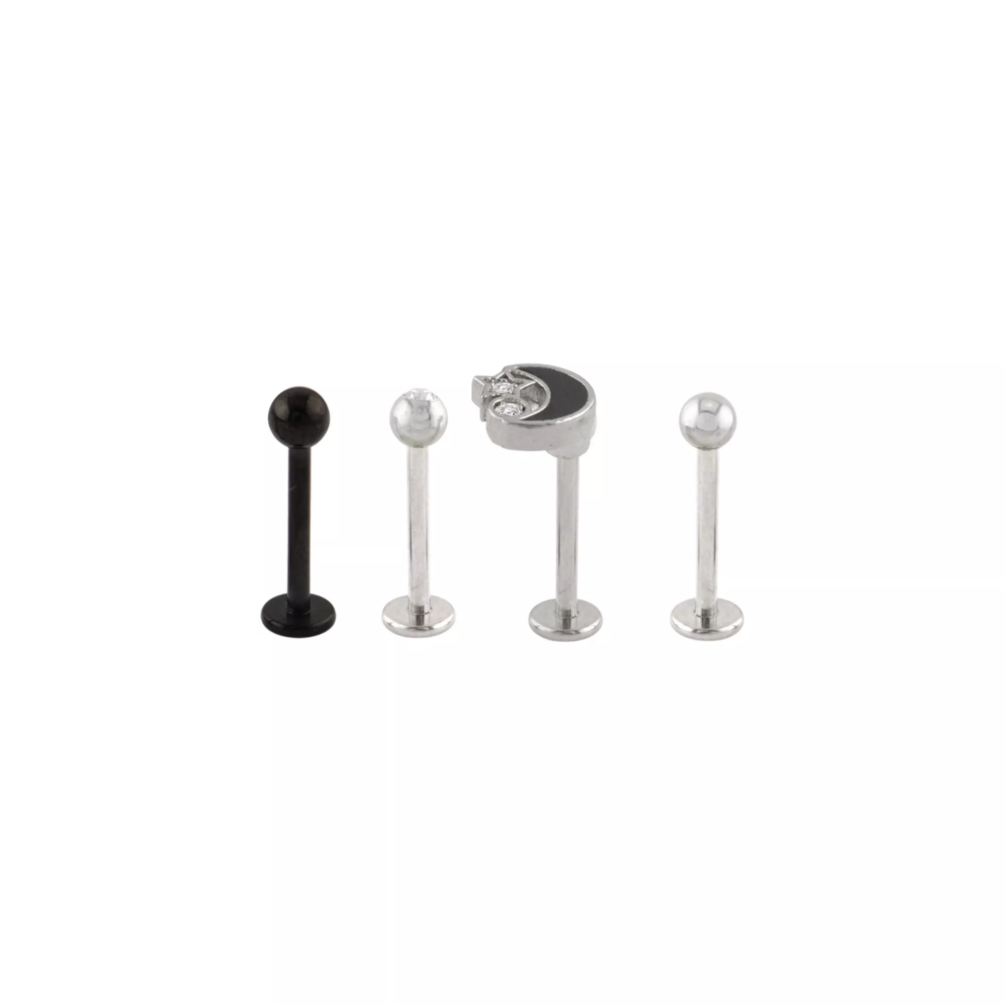 Multi-Pack CZ Black Moon Titanium Labret Lip Rings 4 Pack - 16 Gauge at Spencer's