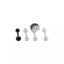 Multi-Pack CZ Black Moon Titanium Labret Lip Rings 4 Pack - 16 Gauge at Spencer's