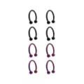 Multi-Pack Black and Purple Titanium Horseshoe Rings 8 Pack - 14 Gauge at Spencer's