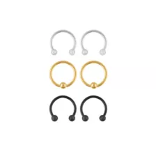 Multi-Pack Multi-Color Horseshoe Rings and Captive Rings 3 Pair - 16 Gauge at Spencer's