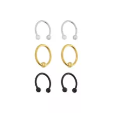 Multi-Pack Multi-Color Horseshoe Rings and Captive Rings 3 Pair - 16 Gauge at Spencer's