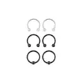Multi-Pack Black and Silver-Tone Horseshoe Rings and Captive Rings 3 Pair - 16 Gauge at Spencer's