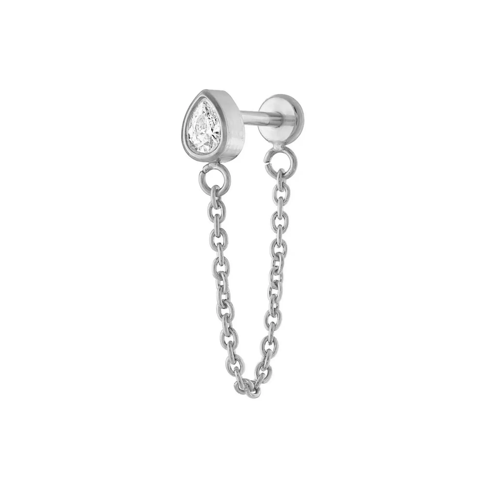 CZ Silver-Plated Tear Drop Flatback Cartilage Earring - 16 Gauge at Spencer's