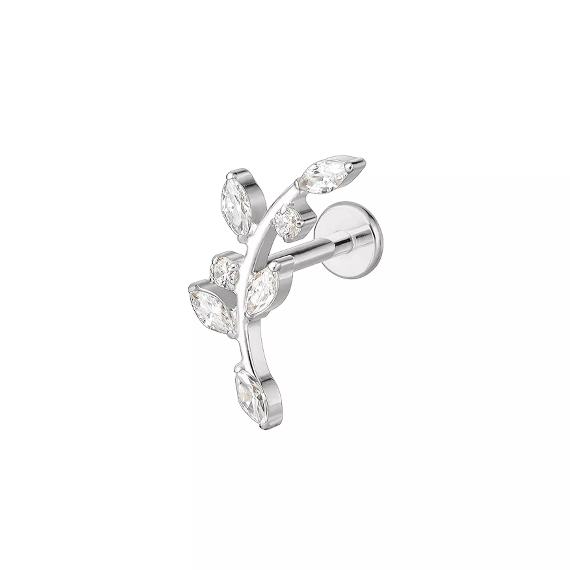 CZ Titanium Flatback Leaf Cartilage Earring - 16 Gauge at Spencer's