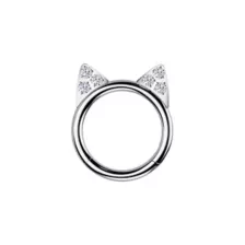 CZ Titanium Cat Ears Hinged Segment Hoop Ring - 16 Gauge at Spencer's