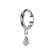 CZ Titanium Teardrop Dangle Hinged Segment Hoop Ring - 16 Gauge at Spencer's