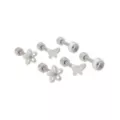 Multi-Pack Clear CZ Butterfly and Flower Silver-Tone Titanium Cartilage Rings 3 Pair - 16 Gauge at Spencer's