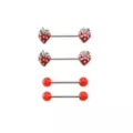 Multi-Pack Strawberry Nipple Barbells 2 Pairs - 14 Gauge at Spencer's