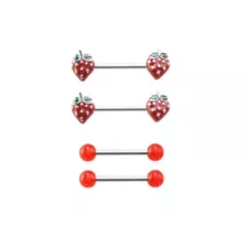 Multi-Pack Strawberry Nipple Barbells 2 Pairs - 14 Gauge at Spencer's