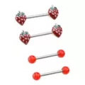 Multi-Pack Strawberry Nipple Barbells 2 Pairs - 14 Gauge at Spencer's