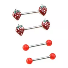 Multi-Pack Strawberry Nipple Barbells 2 Pairs - 14 Gauge at Spencer's