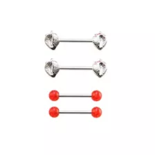 Multi-Pack Strawberry Nipple Barbells 2 Pairs - 14 Gauge at Spencer's