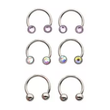 Multi-Pack Round CZ Silver-Plated Horseshoe Rings 3 Pair - 16 Gauge at Spencer's