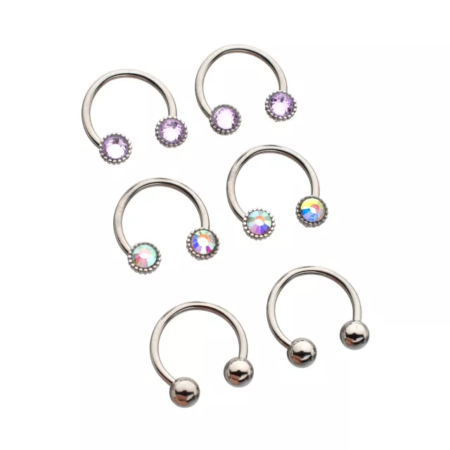 Multi-Pack Round CZ Silver-Plated Horseshoe Rings 3 Pair - 16 Gauge at Spencer's