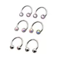 Multi-Pack Round CZ Silver-Plated Horseshoe Rings 3 Pair - 16 Gauge at Spencer's