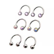 Multi-Pack Round CZ Silver-Plated Horseshoe Rings 3 Pair - 16 Gauge at Spencer's