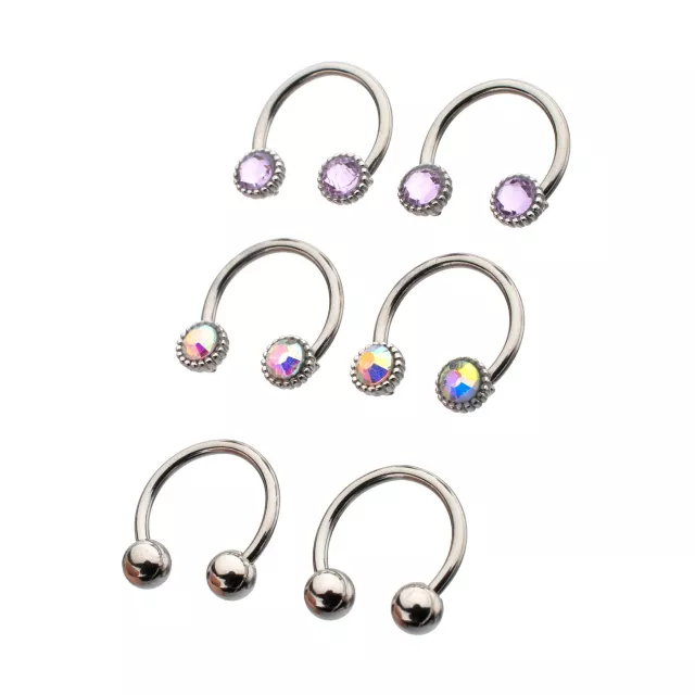 Multi-Pack Round CZ Silver-Plated Horseshoe Rings 3 Pair - 16 Gauge at Spencer's