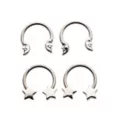 Multi-Pack Space Silver-Plated Titanium Horseshoe Rings 2 Pair - 16 Gauge at Spencer's