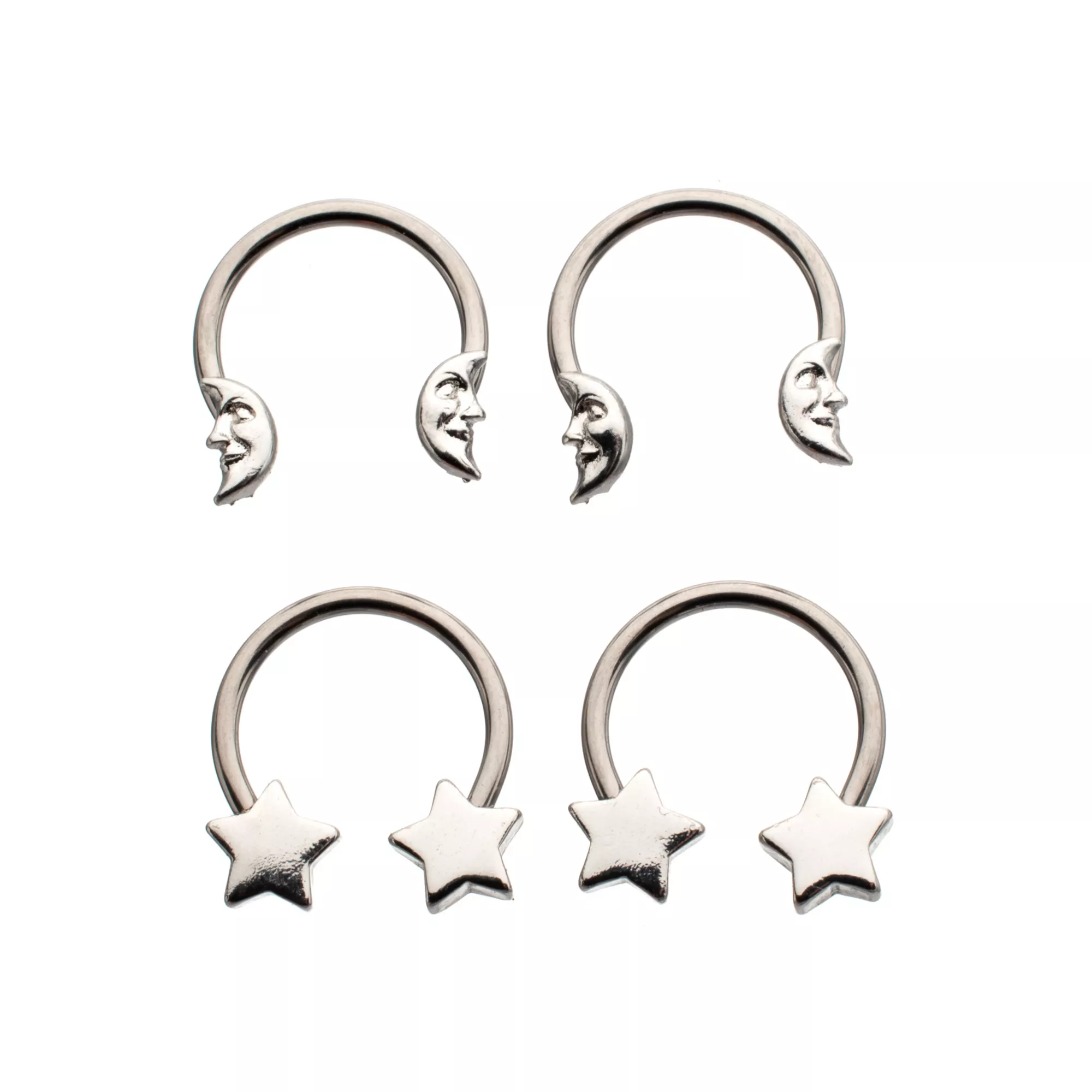 Multi-Pack Space Silver-Plated Titanium Horseshoe Rings 2 Pair - 16 Gauge at Spencer's