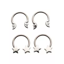 Multi-Pack Space Silver-Plated Titanium Horseshoe Rings 2 Pair - 16 Gauge at Spencer's