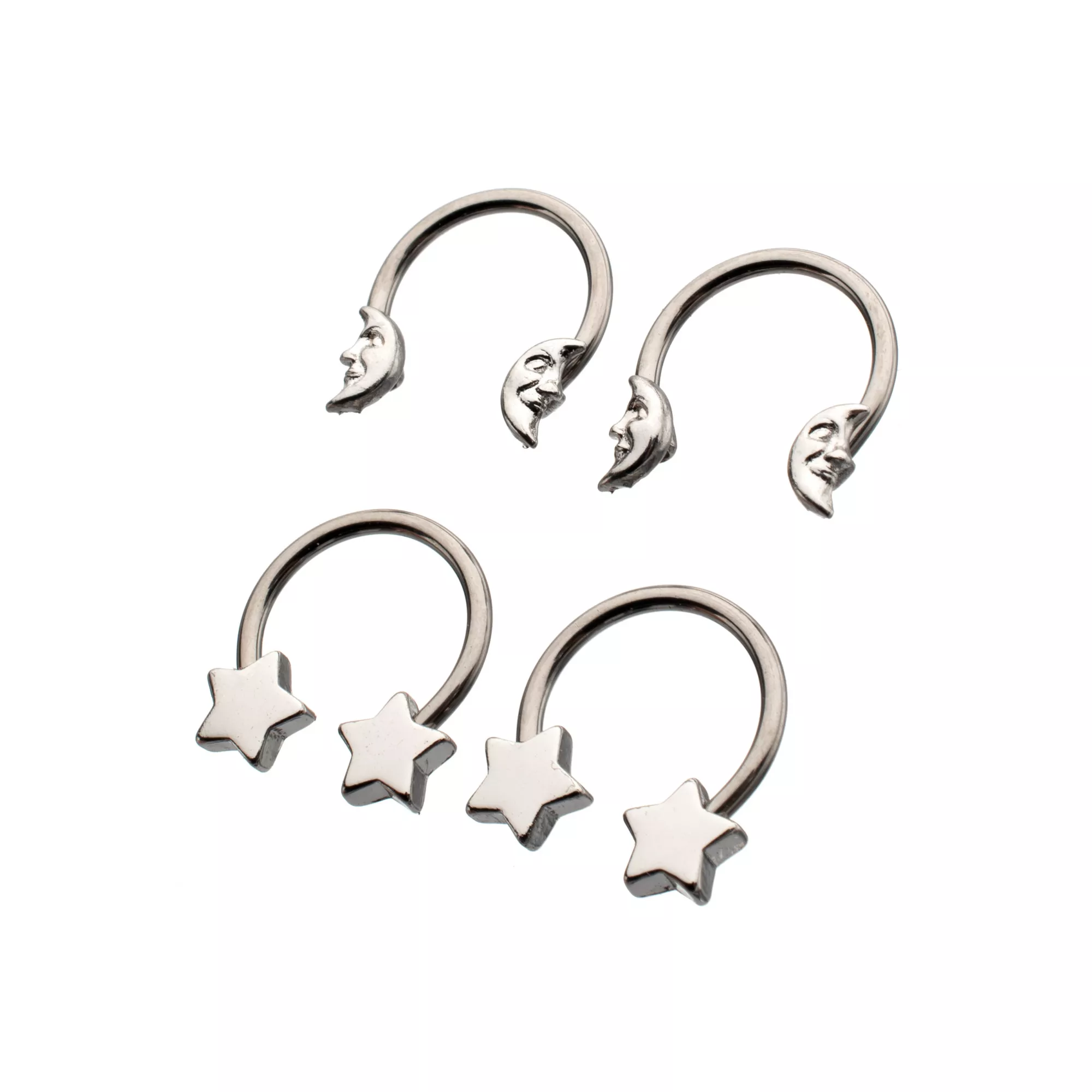 Multi-Pack Space Silver-Plated Titanium Horseshoe Rings 2 Pair - 16 Gauge at Spencer's