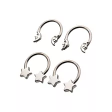 Multi-Pack Space Silver-Plated Titanium Horseshoe Rings 2 Pair - 16 Gauge at Spencer's