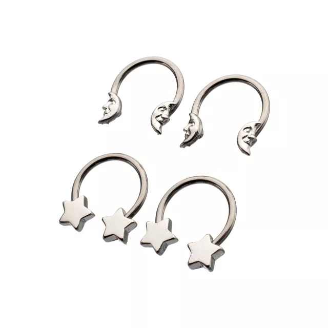 Multi-Pack Space Silver-Plated Titanium Horseshoe Rings 2 Pair - 16 Gauge at Spencer's