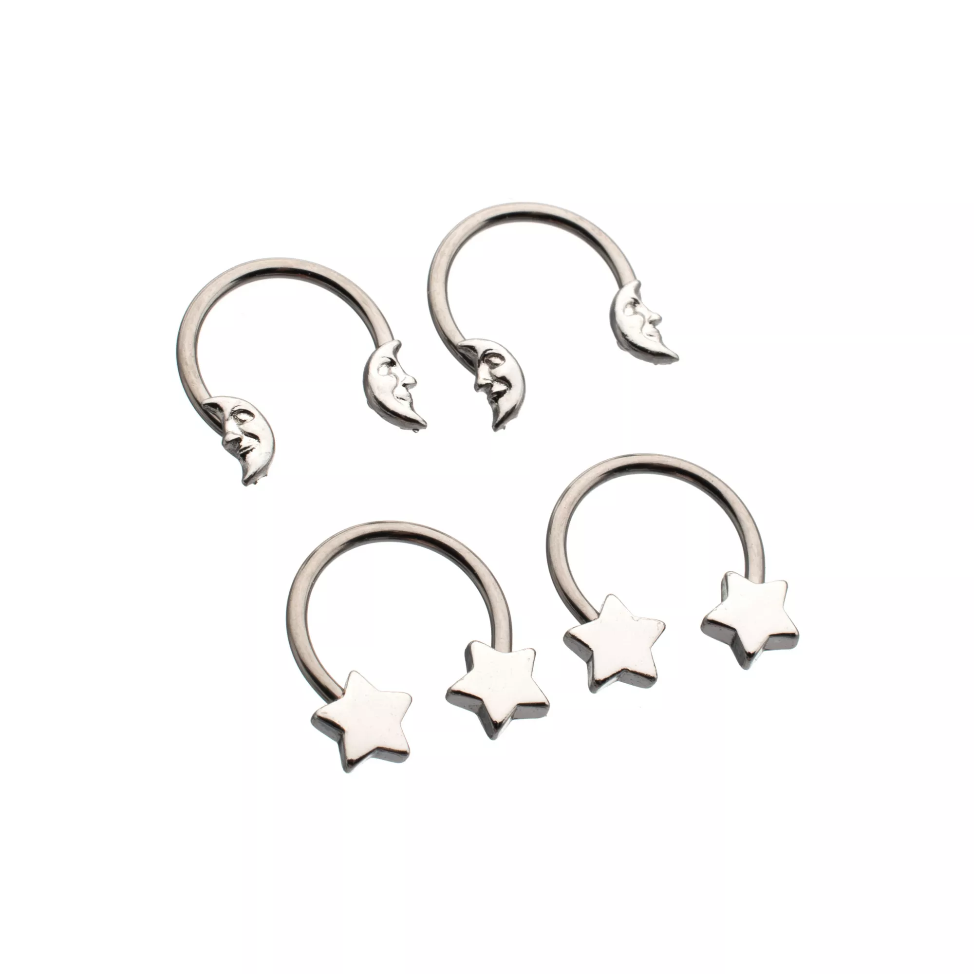 Multi-Pack Space Silver-Plated Titanium Horseshoe Rings 2 Pair - 16 Gauge at Spencer's