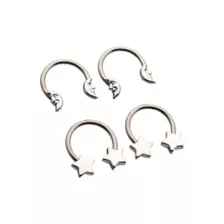 Multi-Pack Space Silver-Plated Titanium Horseshoe Rings 2 Pair - 16 Gauge at Spencer's