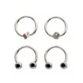 Multi-Pack Black CZ Dice Titanium Horseshoe Rings and Captive Rings 2 Pair - 16 Gauge at Spencer's