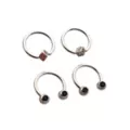 Multi-Pack Black CZ Dice Titanium Horseshoe Rings and Captive Rings 2 Pair - 16 Gauge at Spencer's