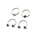Multi-Pack Black CZ Dice Titanium Horseshoe Rings and Captive Rings 2 Pair - 16 Gauge at Spencer's
