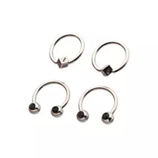 Multi-Pack Black CZ Dice Titanium Horseshoe Rings and Captive Rings 2 Pair - 16 Gauge at Spencer's