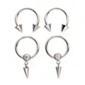 Multi-Pack CZ Titanium Horseshoe Rings and Dangle Captive Rings 2 Pair - 16 Gauge at Spencer's