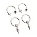 Multi-Pack CZ Titanium Horseshoe Rings and Dangle Captive Rings 2 Pair - 16 Gauge at Spencer's