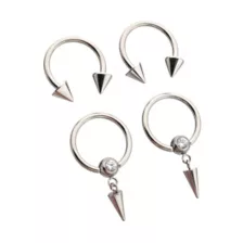 Multi-Pack CZ Titanium Horseshoe Rings and Dangle Captive Rings 2 Pair - 16 Gauge at Spencer's